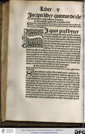 Incipit liber quintus de clericis sola infamia absque testibus accusatis.