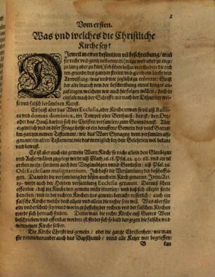 Von der rechten waren, Catholischen Apostolischen und Christlichen Kirchen, gründtlicher bericht ... wider die newe ... spitzfindige disputationes, etlicher Papisten ... sonderlich D. Johannis Pistorii Nidani ...