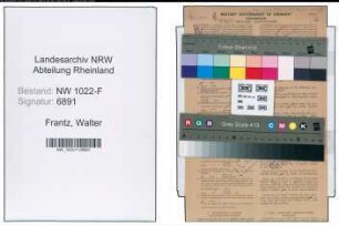 Entnazifizierung Walter Frantz , geb. 27.03.1887 (Bankangestellter)