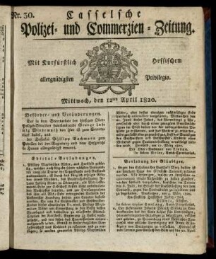 Nr. 30, Mittwoch, den 12ten April 1820