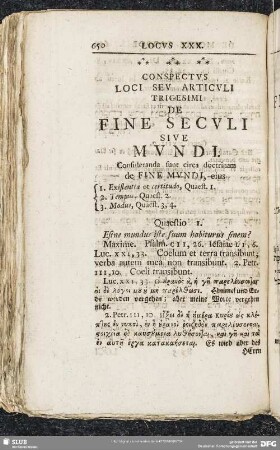Locus XXX. De Fine Mundi
