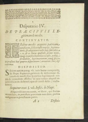 Disputatio IV. De Praecipuis Legitimandi modis.