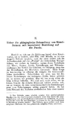 Ueber die pädagogische Behandlung von Kunstformen mit besonderer Beziehung auf die Poesie