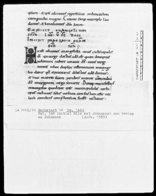 Evangeliar mit Capitulare der Äbtissin Hitda — Initiale H(ic est), Folio 165recto