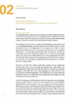 Das IDS im Laufe der Zeit. Wechselnde Perspektiven auf sich verändernde Sachverhalte