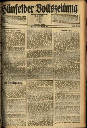 Ausgabe vom Montag, den 01. August 1921.