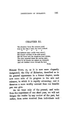 CHAPTER XI. - Institutions, etc. of Hobarton
