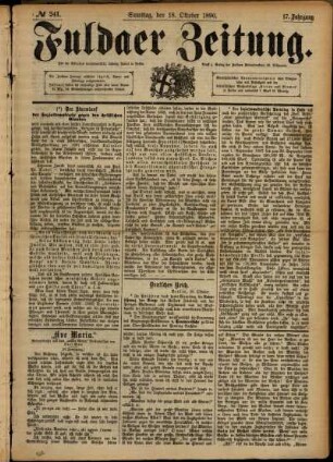 Ausgabe vom Samstag, den 18. Oktober 1890.