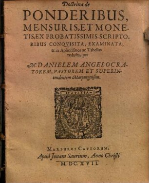 Doctrina de ponderibus, mensuris, et monetis