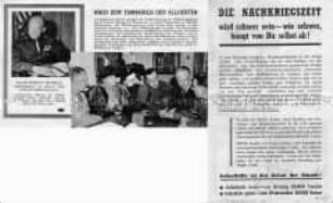 Bebildertes Abwurf-Flugblatt der Alliierten zu den Perspektiven des deutschen Volkes nach dem Krieg