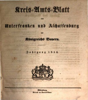 Kreisamtsblatt von Unterfranken und Aschaffenburg : für das Jahr ... 1856