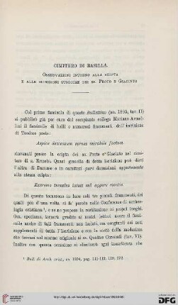 4: Cimitero di Basilla : osservazioni intorno alla cripta e alle iscrizioni storiche dei SS. Proto e Giacinto