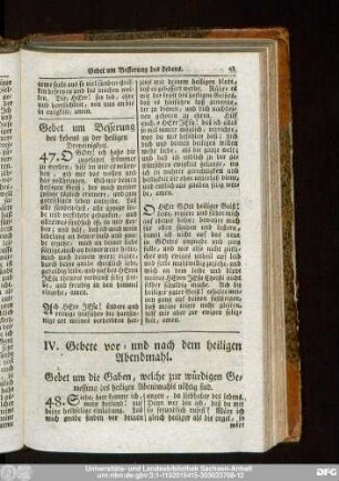 IV. Gebete vor- und nach dem heiligen Abendmahl.
