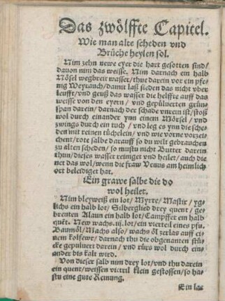 Das zwölffte Capitel. Wie man alte scheden vnd Brüche heylen sol.