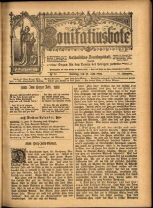Erste Ausgabe vom Sonntag, den 12. Juni 1904.