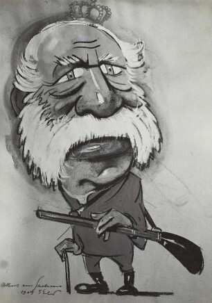 Karikatur König Albert von Sachsen als Jäger (1828-1902)