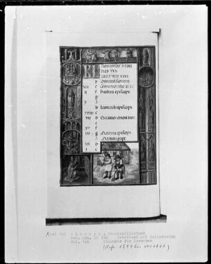 Gebetbuch mit Kalendarium — Buchseite mit Monatsbild November, Folio 14verso