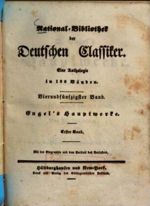 Engel's Hauptwerke. 1,1, Der Philosoph für die Welt [u.a.] : mit der Biographie und dem Portrait des Verfassers