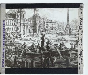 Rom, Fontana dei Quattro Fiumi / Vierströmebrunnen,Rom, Piazza Navona,Rom, Fontana del Moro,Piranesi, Ansicht der piazza Navona (Druck, Focillon 733; Wilton-Ely 241)