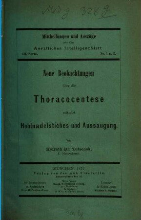 Ärztliches Intelligenzblatt. Mittheilungen und Auszüge. 3. 1876