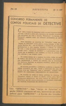 Concurso permanente de contos policais de Detective