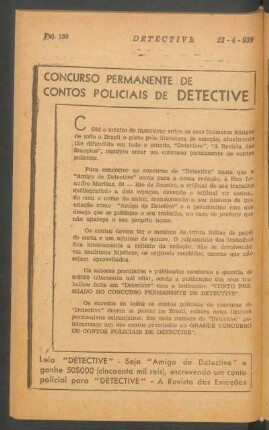 Concurso permanente de contos policais de Detective