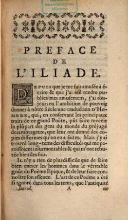Les oeuvres d'Homère, 1. Introduction à l'Homere. - 1766