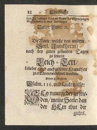 [...] Leich-Text/ [...] Psalm. 116. und lauten also: