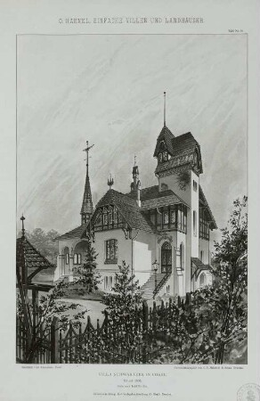 Villa Schwartzer in Cosel (erbaut 1894), Tafel 60 (perspektivische Zeichnung)