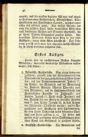 Erstes Kästchen - Achtes Kästchen