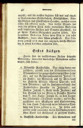 Erstes Kästchen - Achtes Kästchen