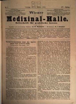 Wiener Medizinal-Halle : Zeitschrift für praktische Ärzte. 4. 1863