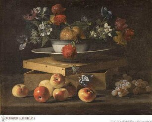 Stilleben mit Äpfeln und Blumen