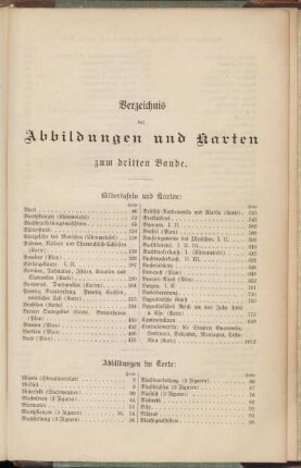 Verzeichnis der Abbildungen und Karten zum dritten Bande.