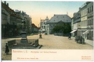 Hainichen. Markt mit Gellert-Denkmal
