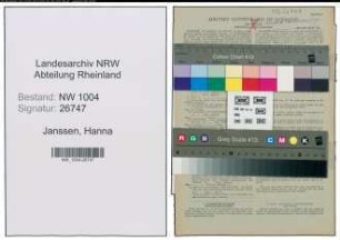 Entnazifizierung Hanna Janssen , geb. 04.04.1902 (Haushaelterin)
