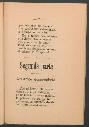 Un amor desgraciado : Segunda parte