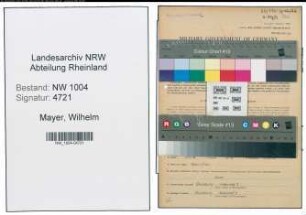 Entnazifizierung Wilhelm Mayer , geb. 04.02.1904 (Verw.Angestellter)