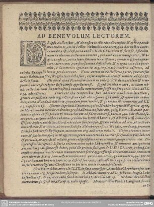 Ad Benevolum Lectorem