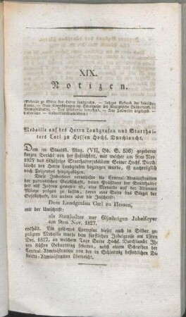 XIX. Notizen.