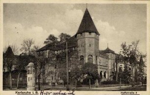 Postkartenalbum mit Motiven von Karlsruhe. "Karlsruhe in Baden. Hoffstraße 2"