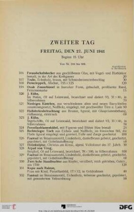 Zweiter Tag: Freitag, den 27. Juni 1941, Beginn 15 Uhr (Nr. 316-665)