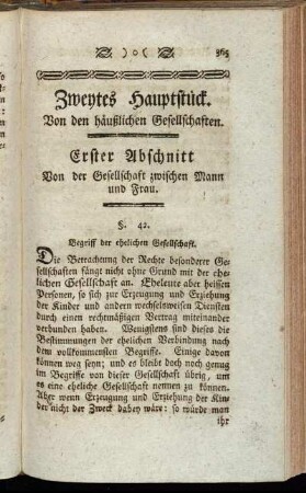Zweytes Hauptstück. Von den häußlichen Gesellschaften.