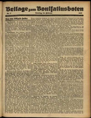 Zweite Ausgabe vom Sonntag, den 14. Februar 1932.