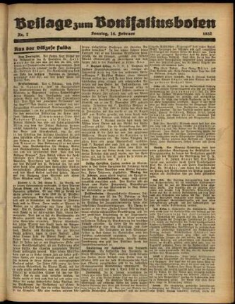 Zweite Ausgabe vom Sonntag, den 14. Februar 1932.