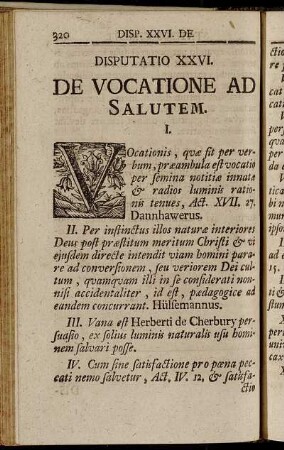 Disputatio XXVI. De Vocatione Ad Salutem