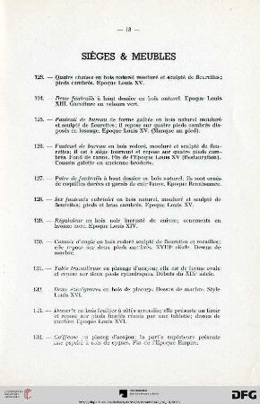Sièges & Meubles (Nr. 123-141)