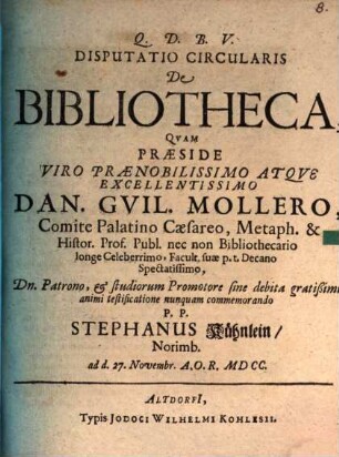 Disputatio Circularis De Bibliotheca
