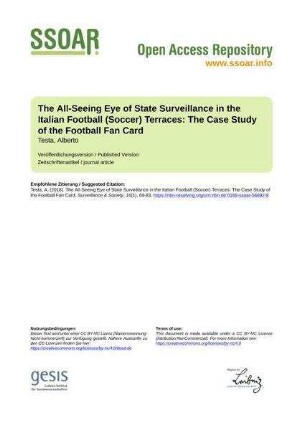 The All-Seeing Eye of State Surveillance in the Italian Football (Soccer) Terraces: The Case Study of the Football Fan Card