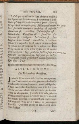 Article Sixieme. Des Précautions Oratoires.